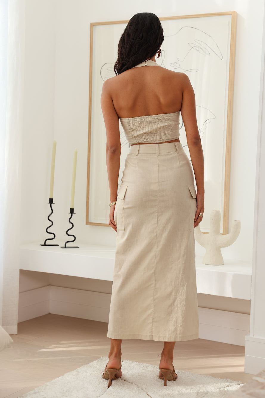 Hoping For Something Midi Skirt Beige-Trogz