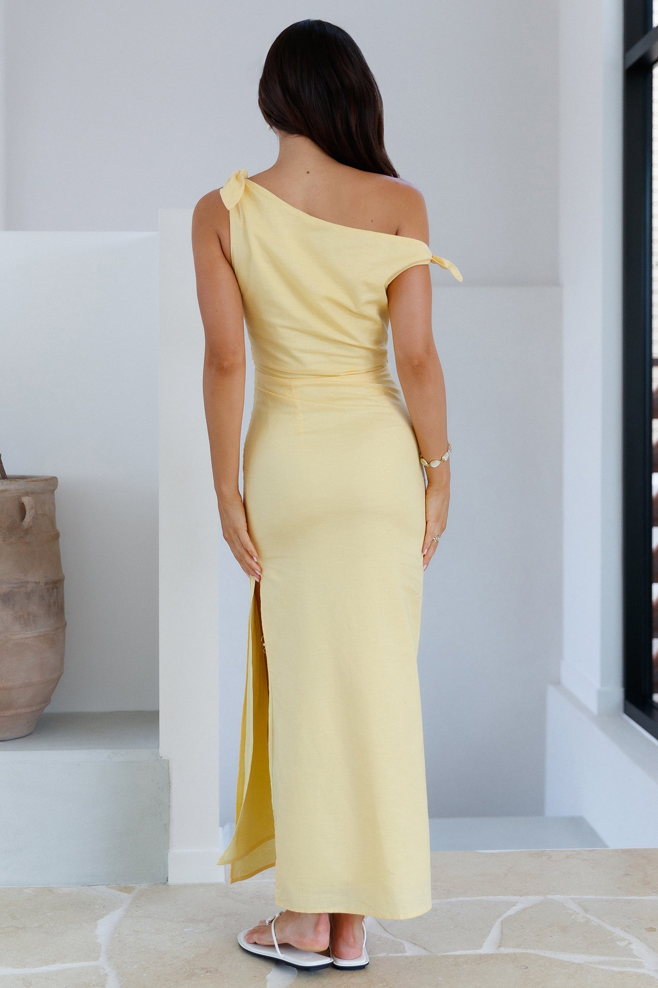 Arctic Allure Linen Maxi Dress Lemon-Trogz