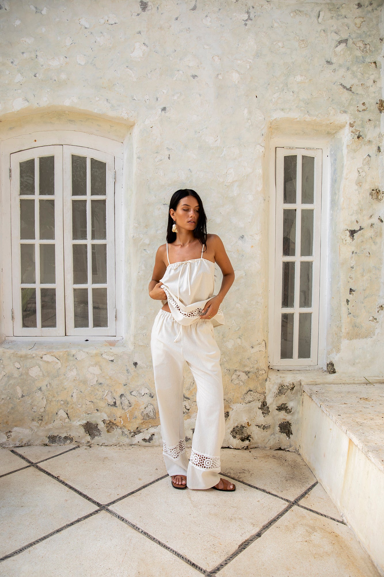 Coastal Tour Linen Pants Beige-Trogz