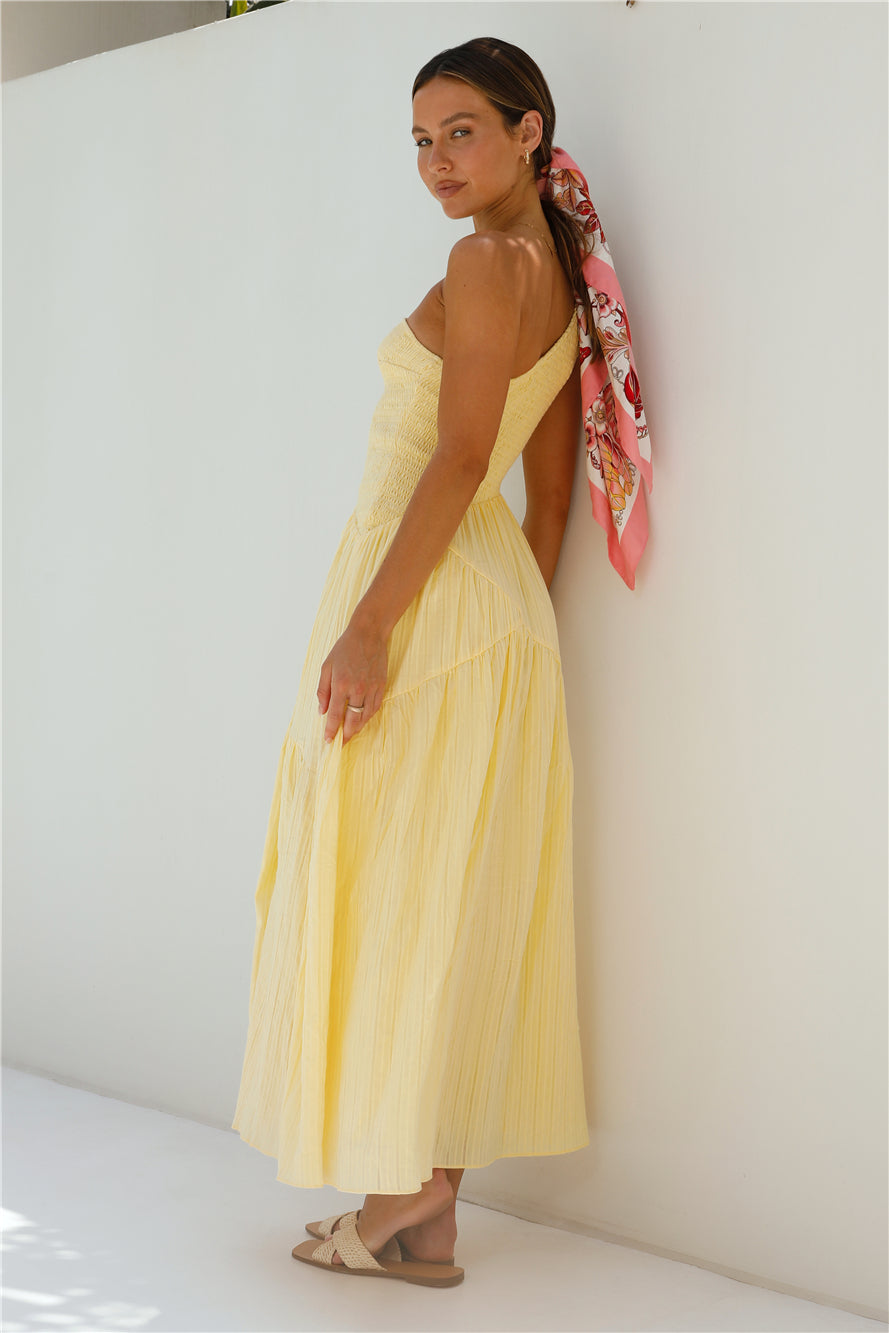 Beaming Hues One Shoulder Maxi Dress Yellow-Trogz