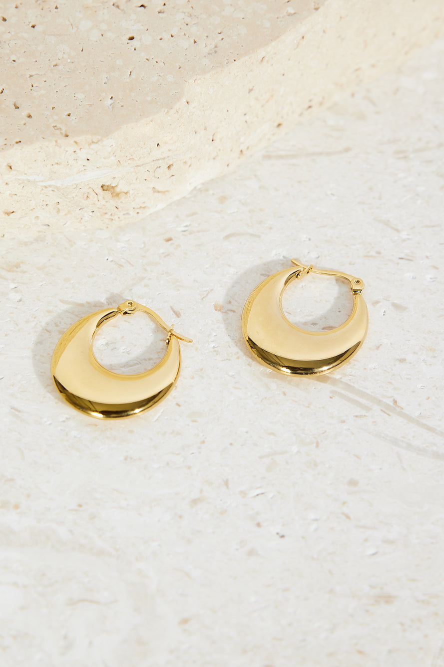 18k Gold Plated Slick Bun Hoop Earrings Gold-Trogz