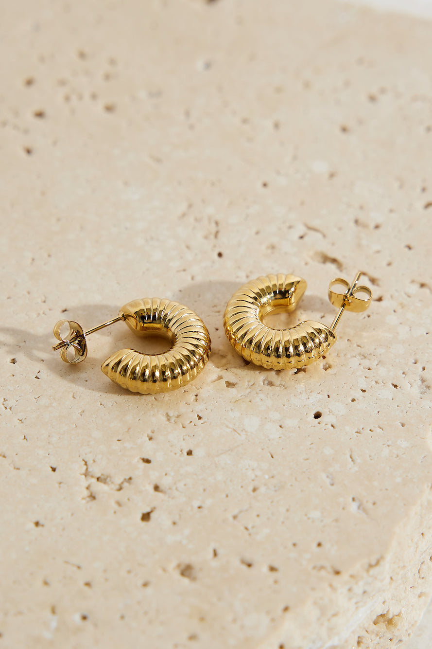 18k Gold Plated Spring Into Step Hoop Earrings Gold-Trogz