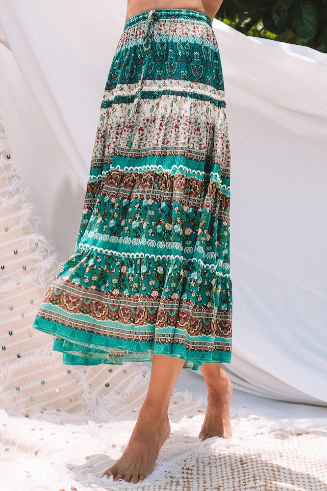 Aquanetta Midi Skirt Green-Trogz