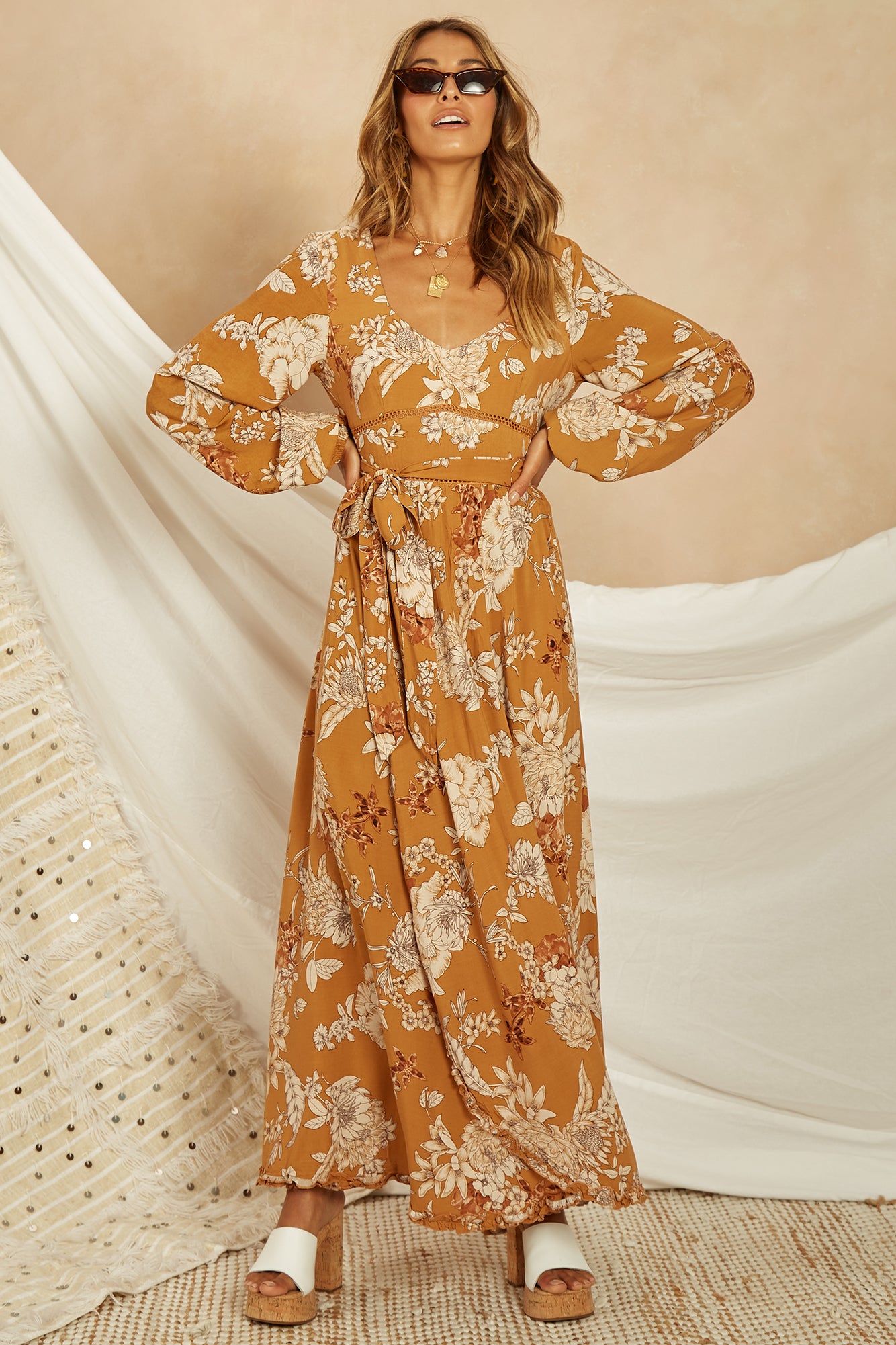 Arivaca Maxi Dress Tan-Trogz