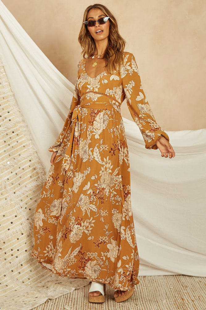Arivaca Maxi Dress Tan-Trogz