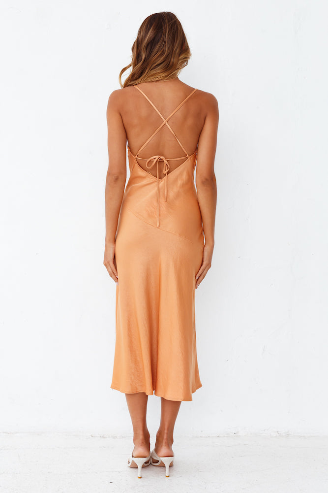 Ancient Dunes Midi Dress Orange-Trogz