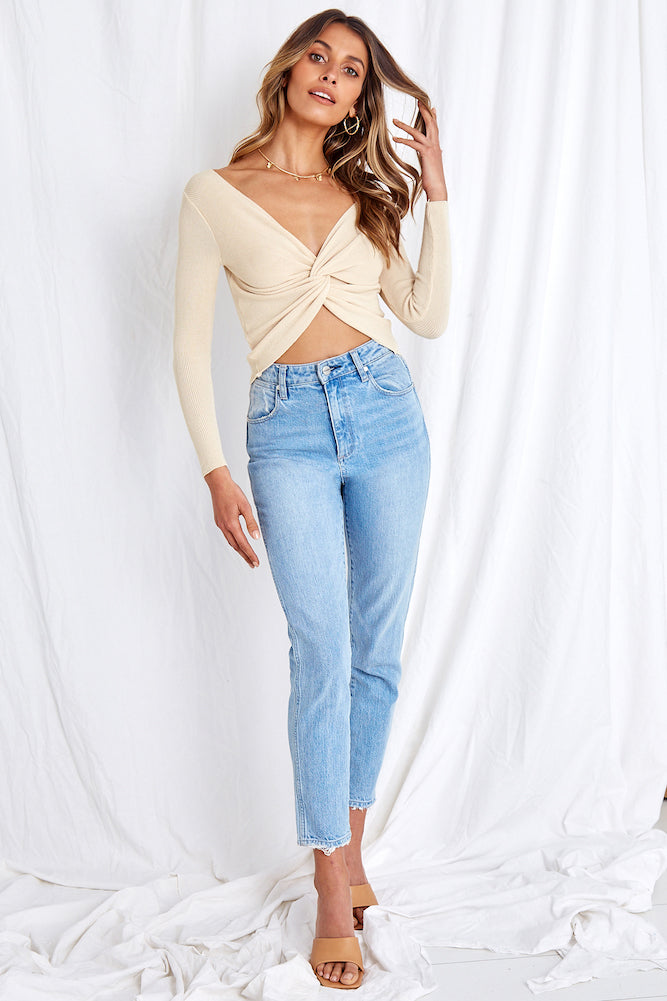 Be Strong Knit Top Beige-Trogz