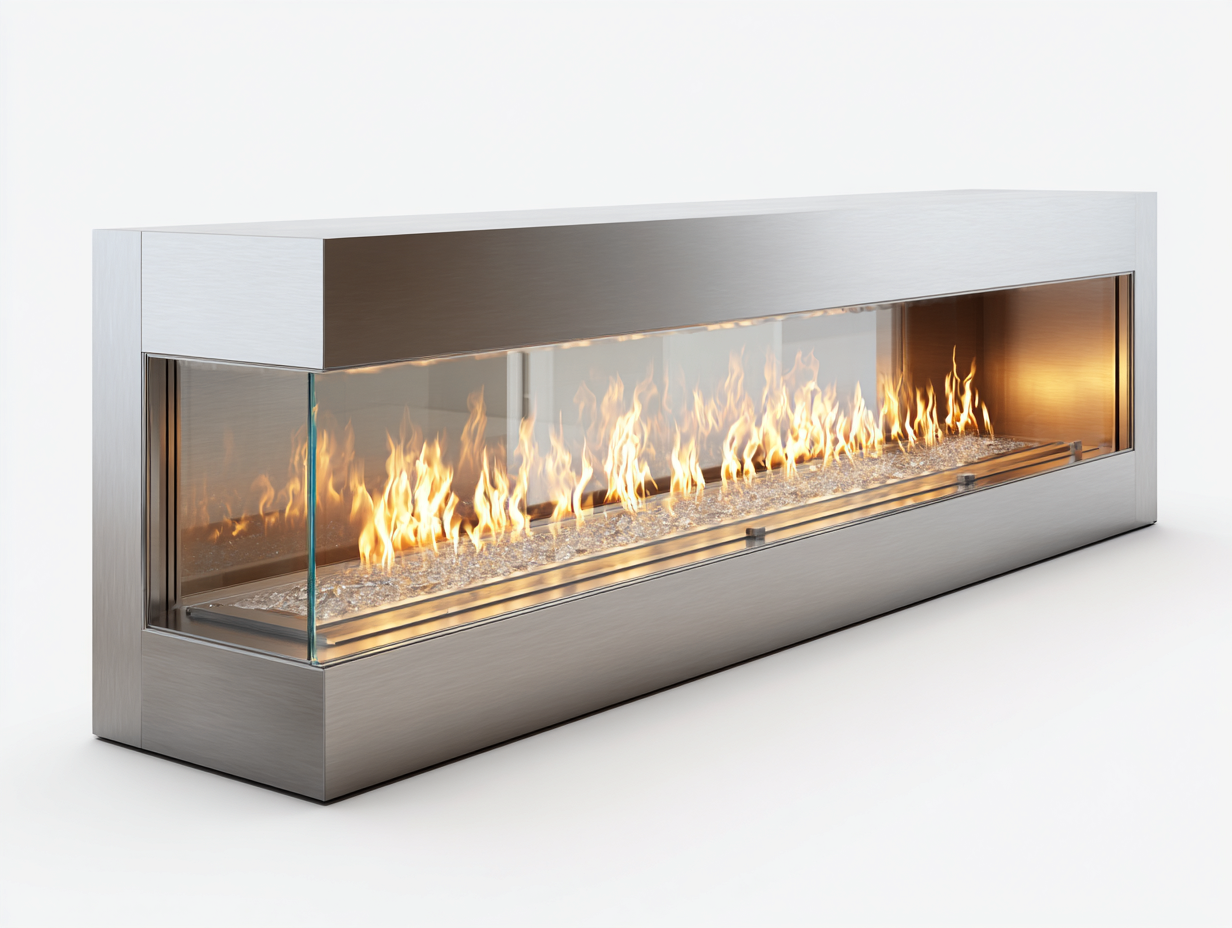 Cheminée électrique murale effet flamme 120x30x50 cm - Argent - design moderne linéaire-Cottamyyard