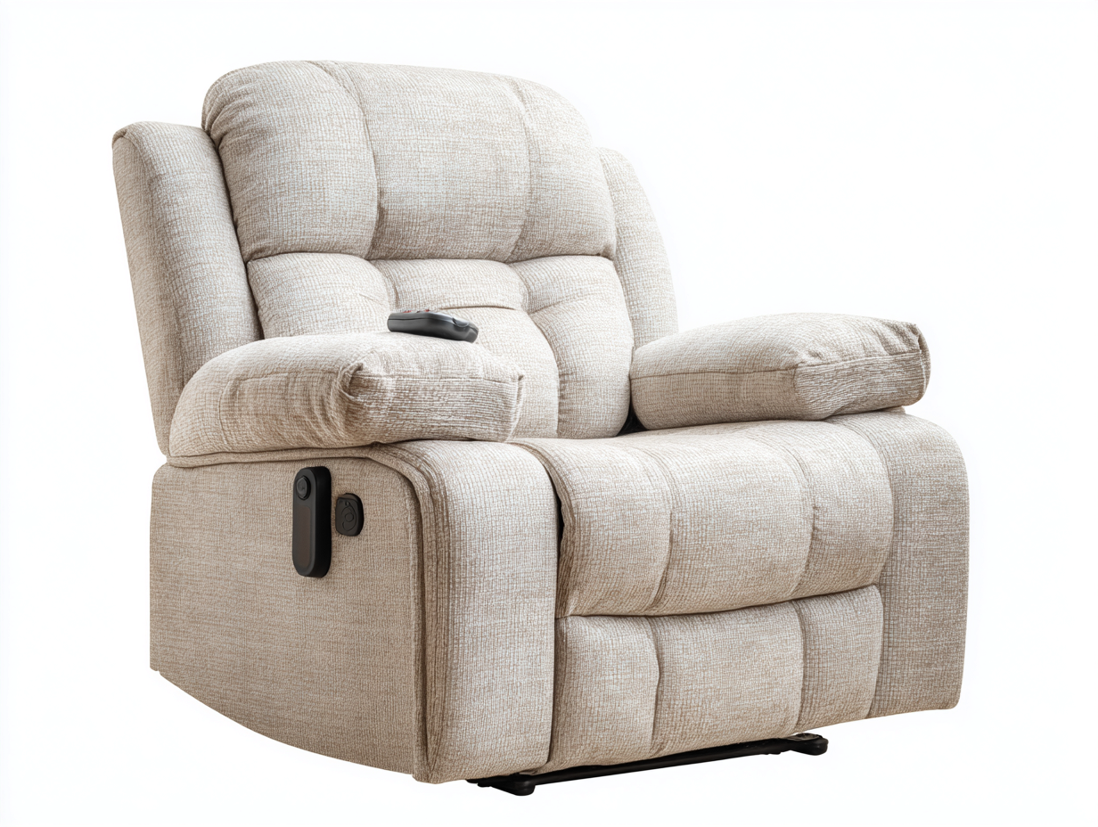 Fauteuil relax électrique en tissu 90x95x105 cm - Beige - confort rembourré moderne-Cottamyyard