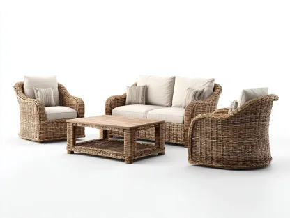 Canapé de jardin rotin synthétique - fauteuils - table basse 180x85x75 cm - naturel - style contemporain-Cottamyyard