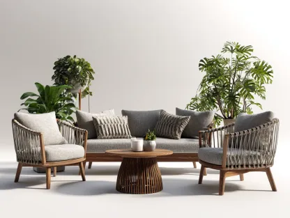 Canapé de jardin en bois naturel et corde tressée ensemble salon extérieur 180x75x78 cm - bois naturel et gris - style contemporain-Cottamyyard