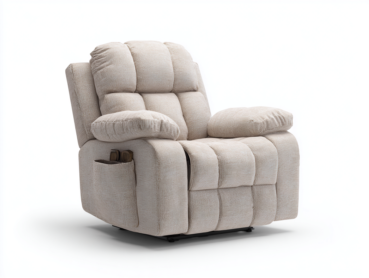 Fauteuil relax en tissu rembourré 90x95x105 cm - Beige - Fauteuil de détente confortable pour intérieur-Cottamyyard