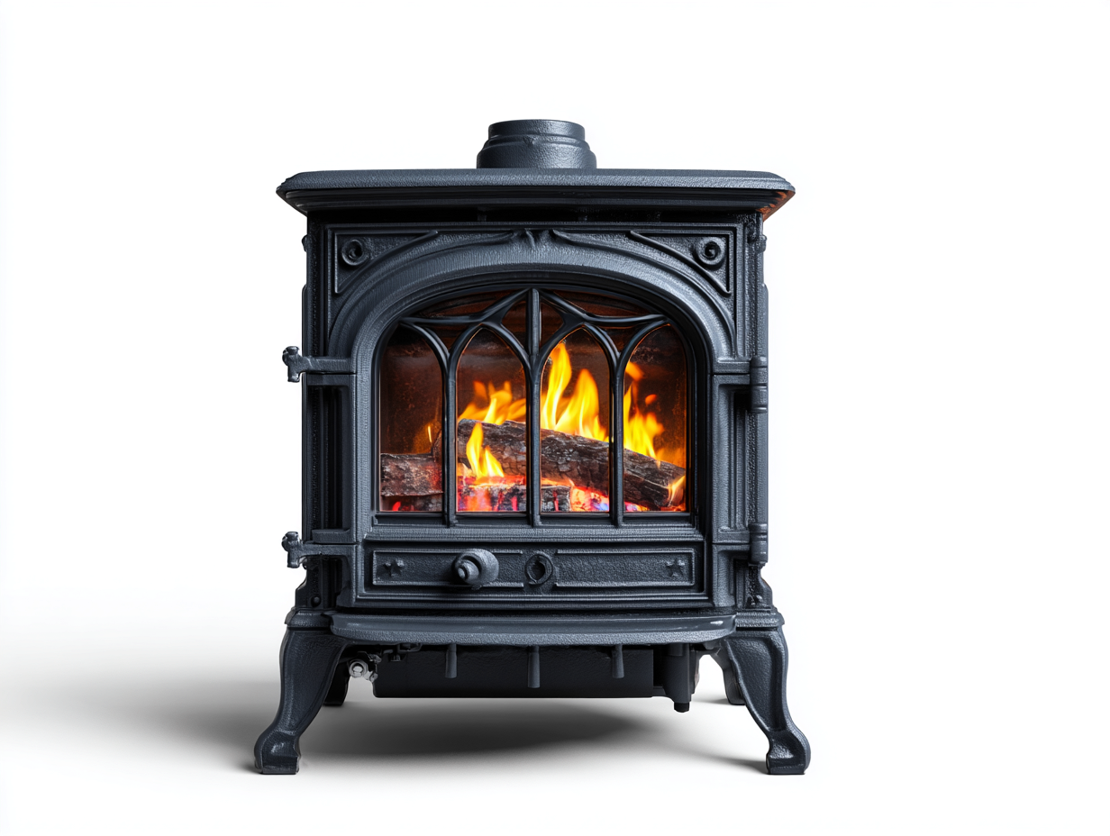 Cheminée électrique style poêle en fonte décorative pour intérieur 52x34x58 cm - noir - effet flamme réaliste-Cottamyyard