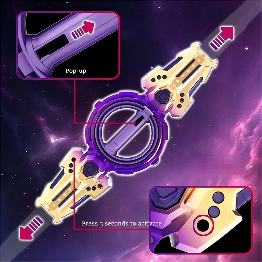 Spinning double-edged sword, rotating mechanism , cool light , sound effects , perfect choice for a rave party – Game of Thrones!