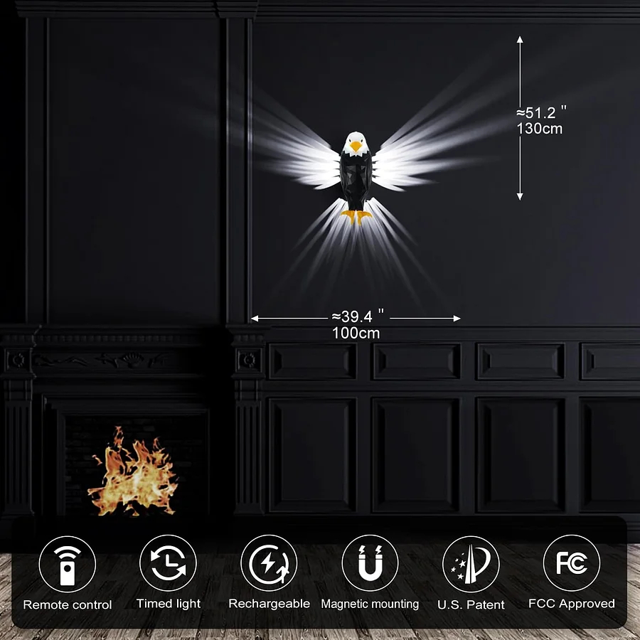Bald Eagle Wall Light with Remote Control