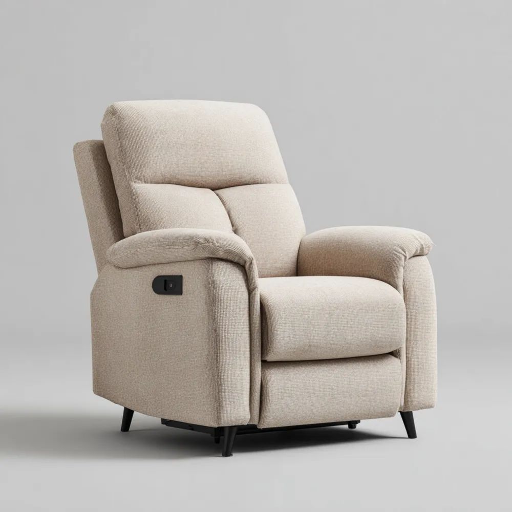 Poltrona Reclinabile in Tessuto Beige 80x90x100 cm – Design Moderno