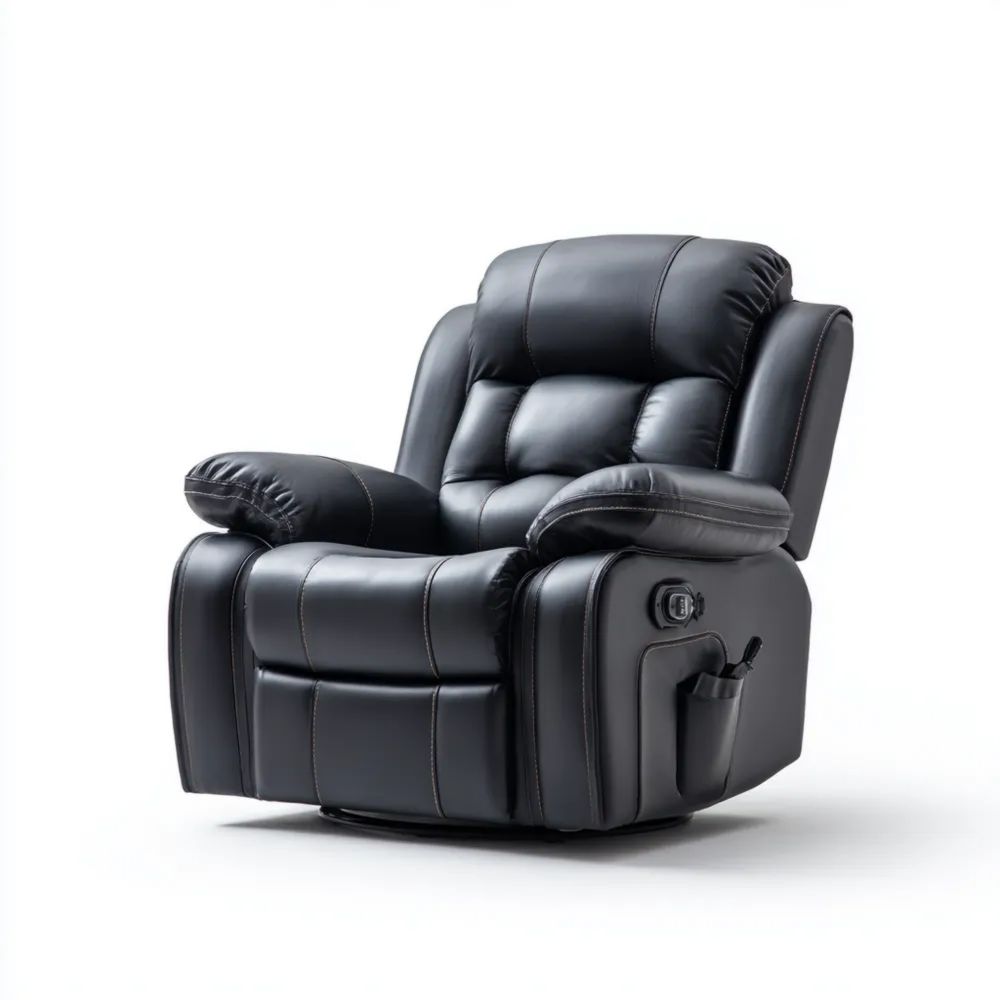 Poltrona reclinabile in pelle sintetica 85x90x105 cm - Nero - Design ergonomico