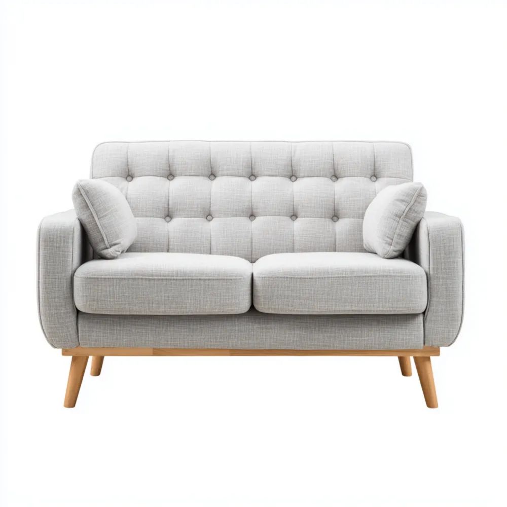 Divano a due posti 140x85x80 cm - Grigio Chiaro - Design Moderno