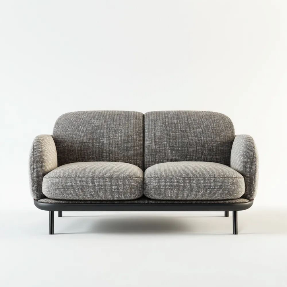 Divano a due posti 150x85x75 cm - Tessuto morbido - Grigio - Design moderno