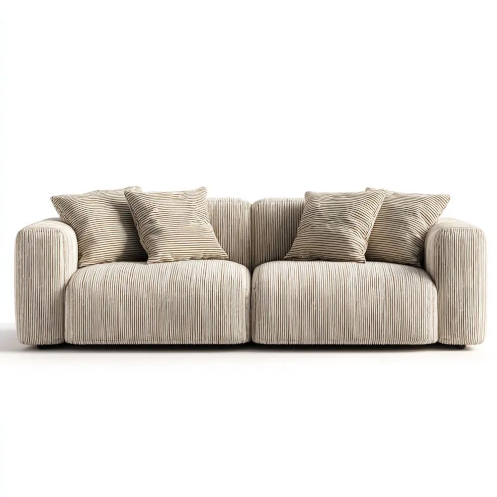 Divano a due posti in Velluto a costine 180x90x75 cm Beige – Design moderno