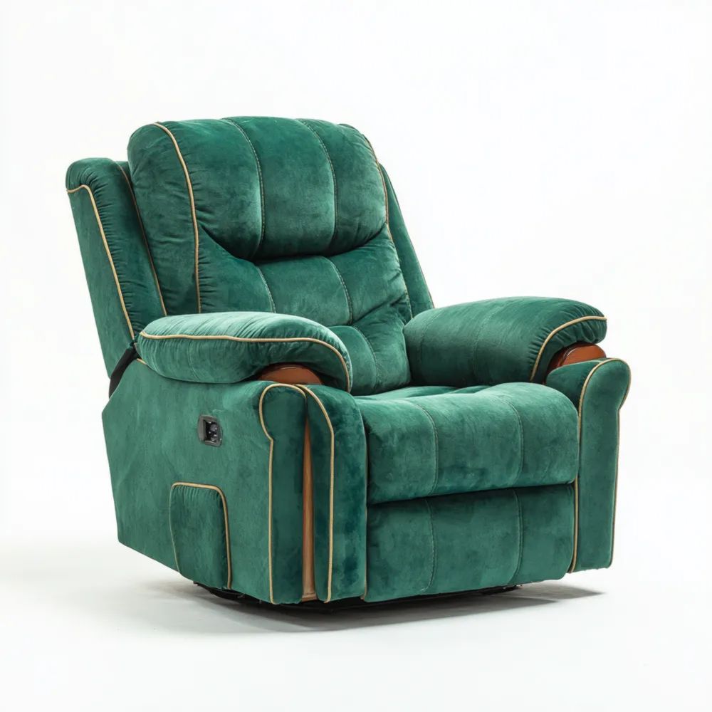 Poltrona Relax Imbottita in Velluto 80x90x100 cm - Verde - Design Ergonomico