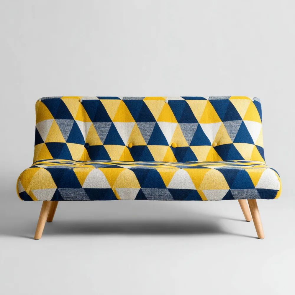 Divano a due posti 150x80x85 cm - Tessuto geometrico - Multicolore