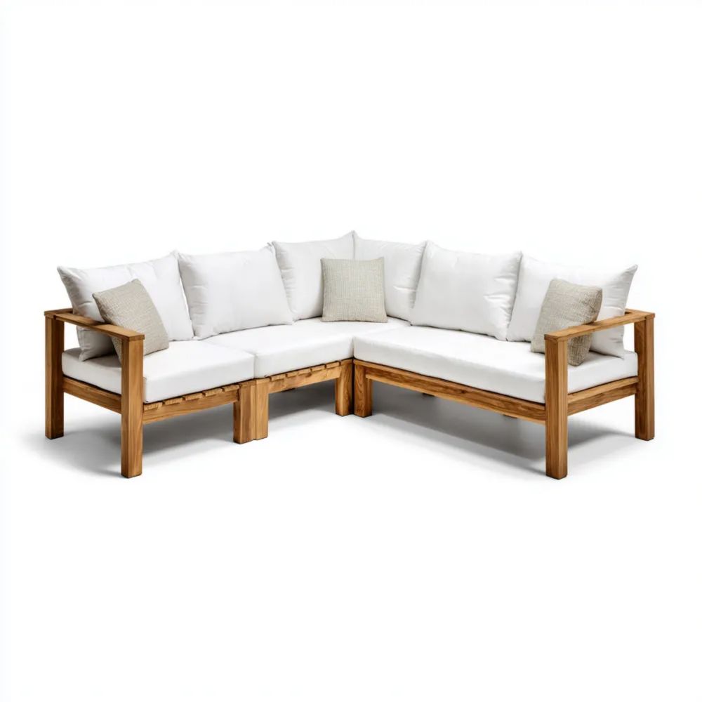 Divano angolare da esterno in legno 200x75x65 cm - Bianco - Design moderno