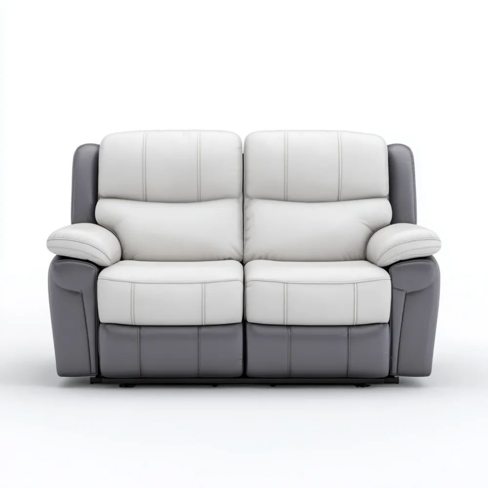 Divano a due posti in pelle 150x95x105 cm – Bianco/Grigio – Design moderno