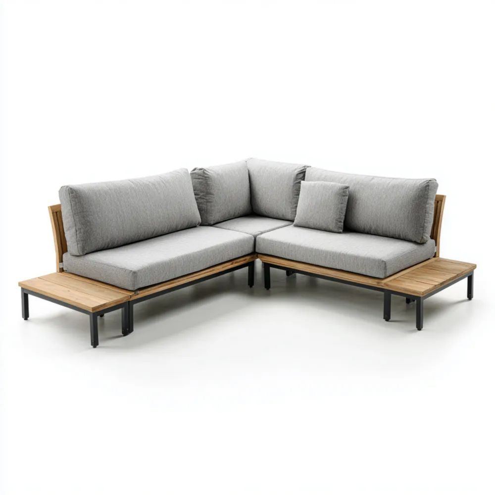 Divano angolare da esterno in tessuto Grigio 210x245x85 cm - design moderno funzionale