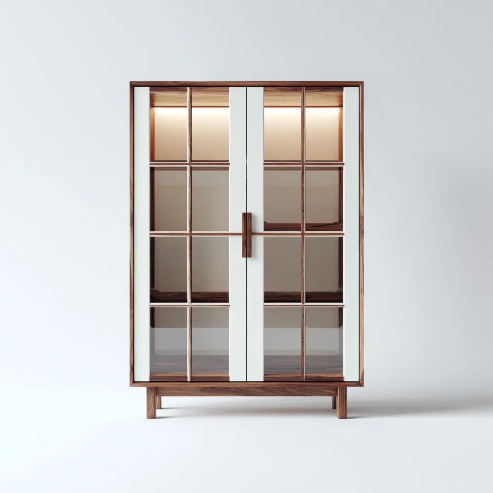 Credenza con Ante in Vetro Legno Massello 120x180x40 cm – Design Moderno