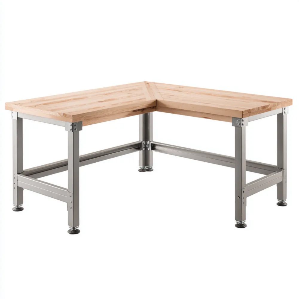 Eckschreibtisch 150x150x75 cm Holzplatte – Industrie Design