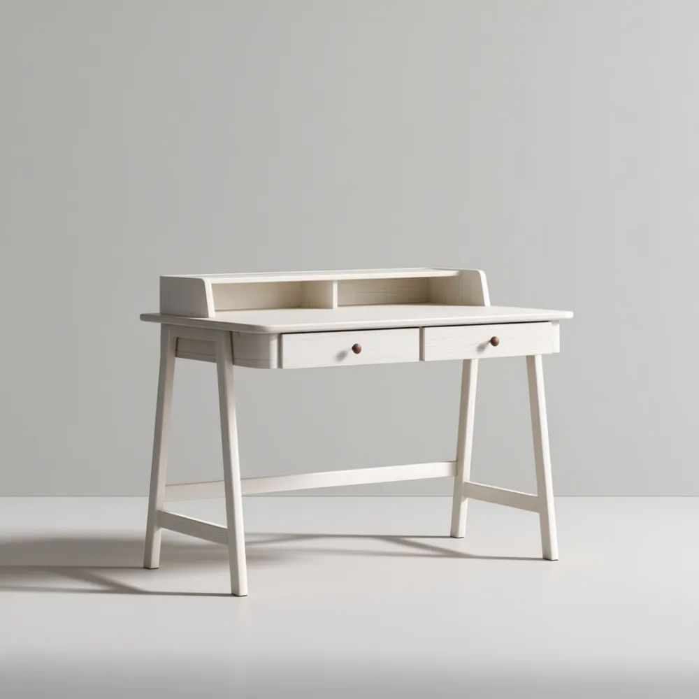 Schreibtisch aus Massivholz 120x50x75 cm - Weiß - Skandinavisches Design