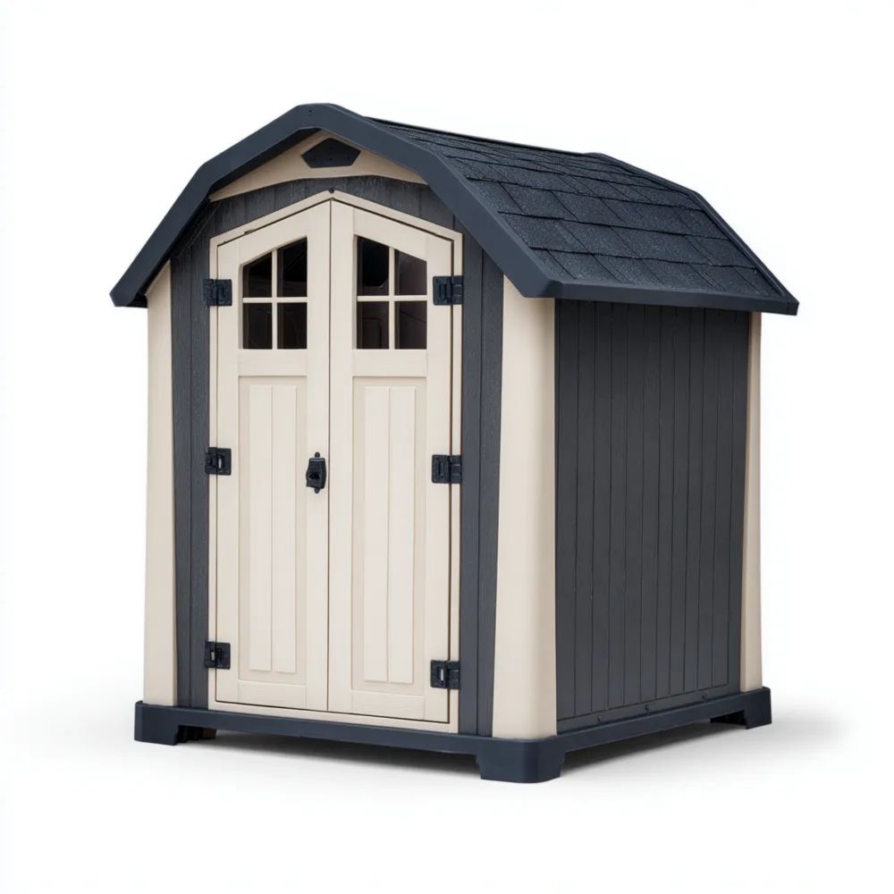 Gartengeräteschuppen Kunststoff 257x195x208 cm - Dunkelgrau/Beige - Wetterfest