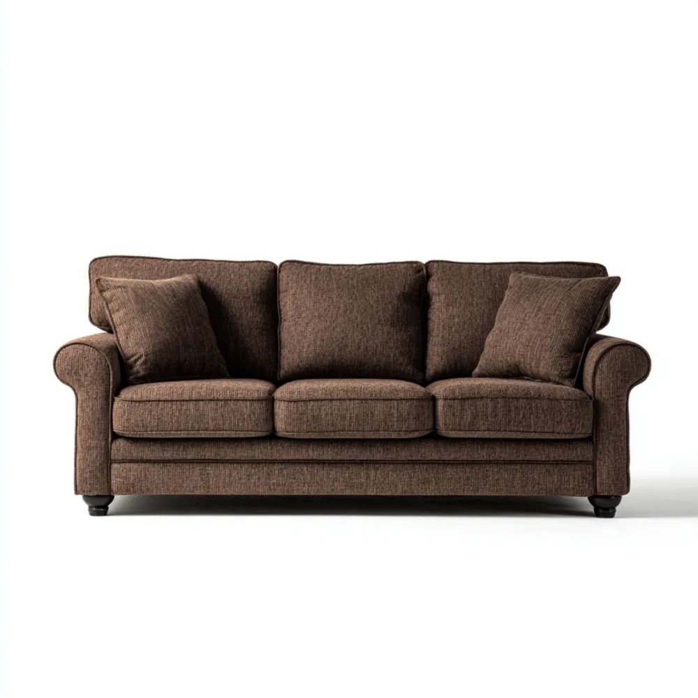 3-Sitzer-Sofa Stoff 200x90x85 cm - Braun - Klassisches Design
