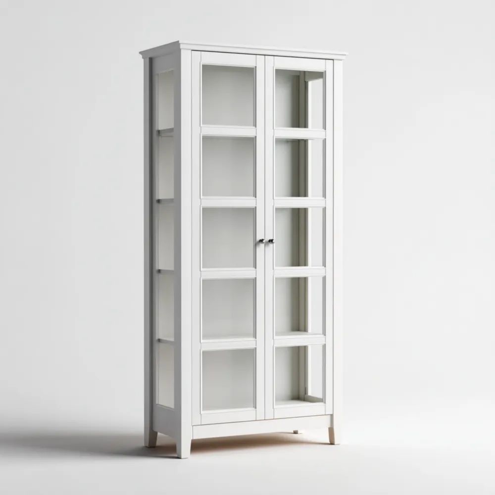 Vitrine Holz 180x80x40 cm - Weiß - Klassisches Design