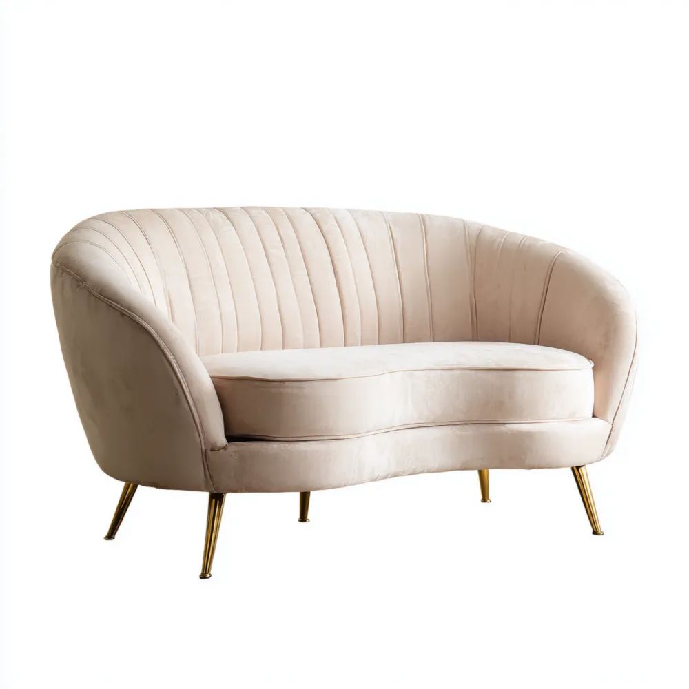 2-Sitzer-Sofa 150x80x75 cm Samtbezug – Beige – Retro-Stil