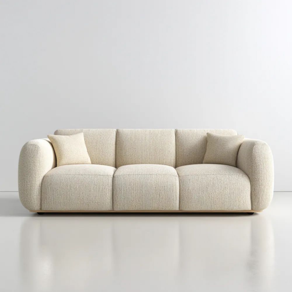 3-Sitzer-Sofa 220x95x85 cm Stoffbezug – Beige – Moderne Optik