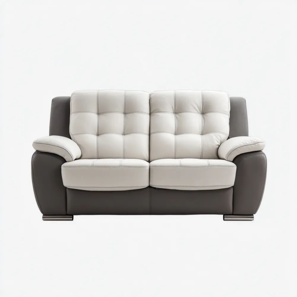 2-Sitzer-Sofa Kunstleder 160x90x85 cm - Weiß/Grau - Modernes Design