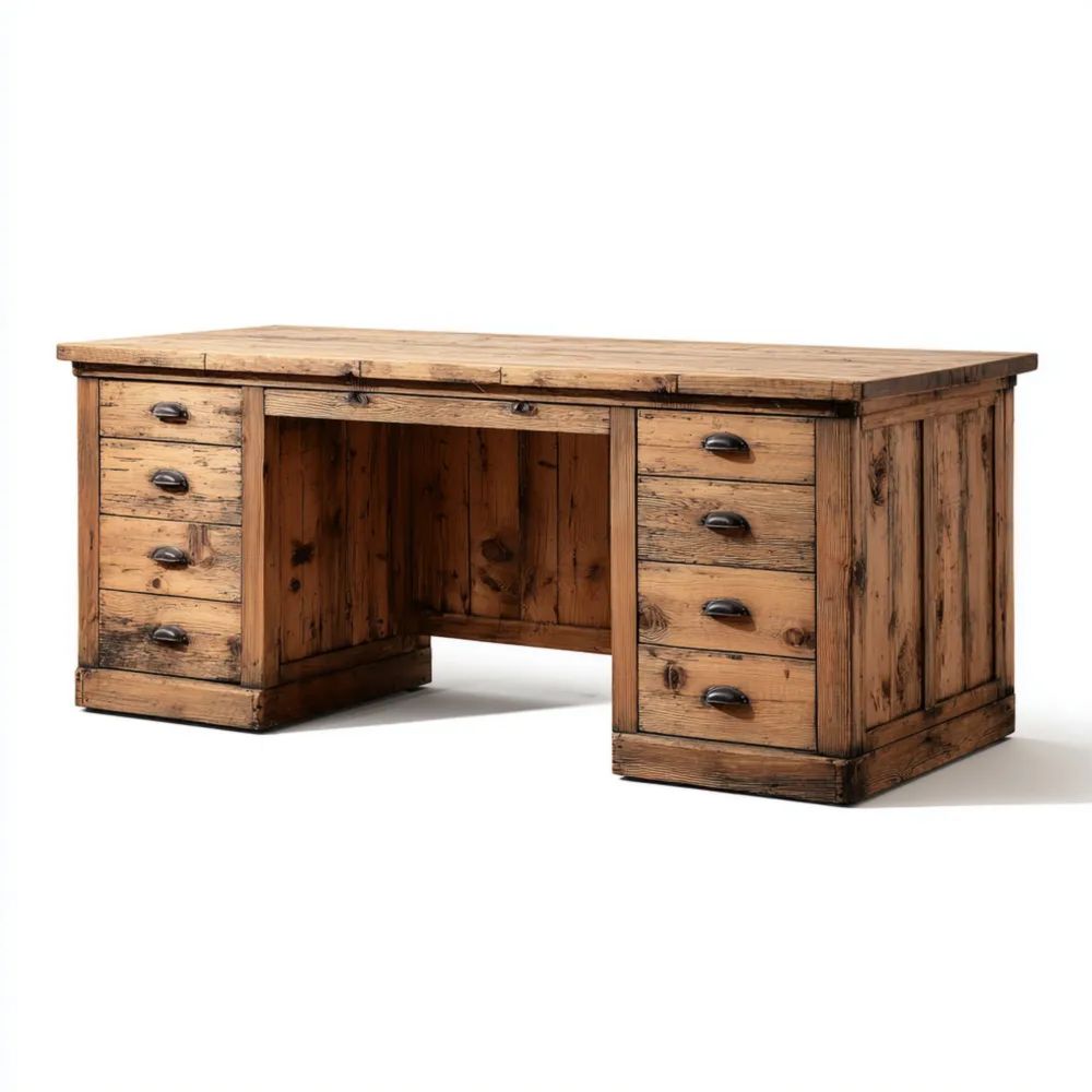 Rustikaler Schreibtisch aus Massivholz 180x75x80 cm