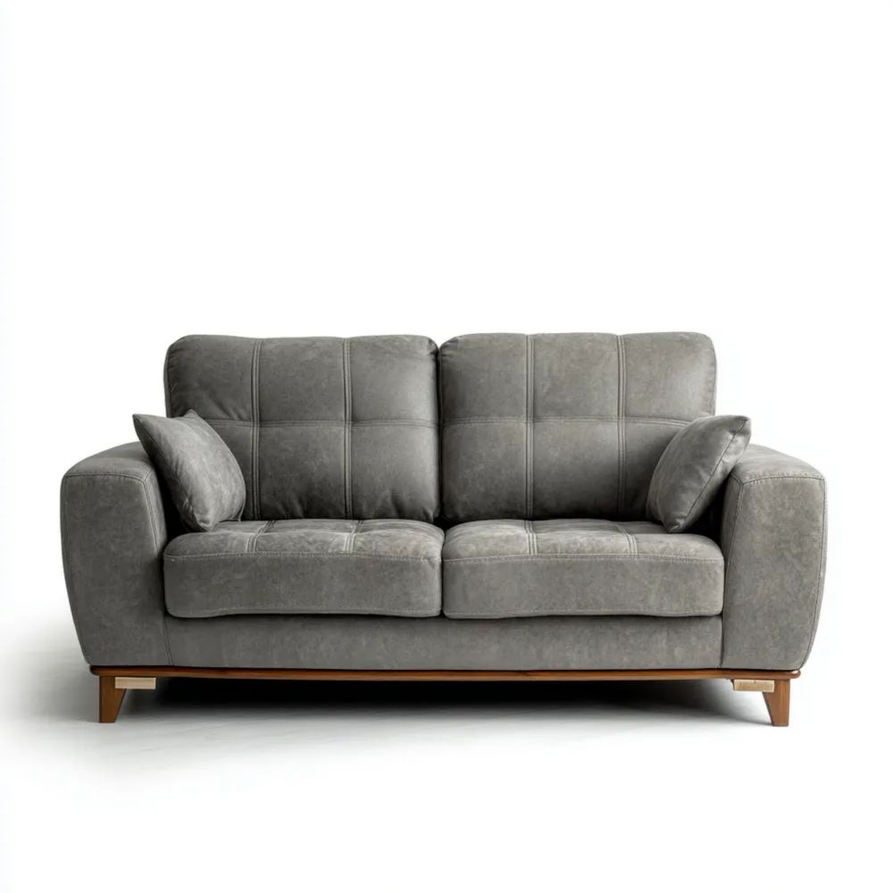 2-Sitzer-Sofa Leder 150x85x90 cm – Grau – Modernes Design