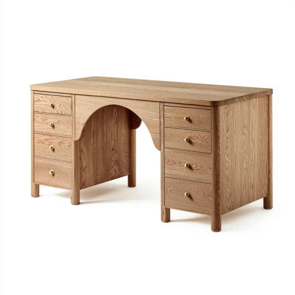 Schreibtisch Eichenholz 140x60x75 cm – Natur – Klassisches Design