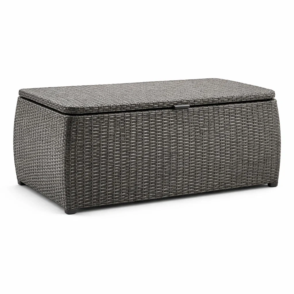 Contenitore in Rattan Sintetico Grigio con Coperchio 120x60x50 cm-COMFORTABLENOOK