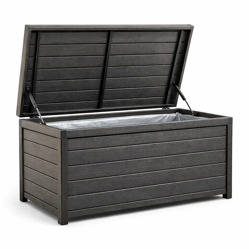 Contenitore in Resina Effetto Legno Grigio 120x60x55 cm-COMFORTABLENOOK