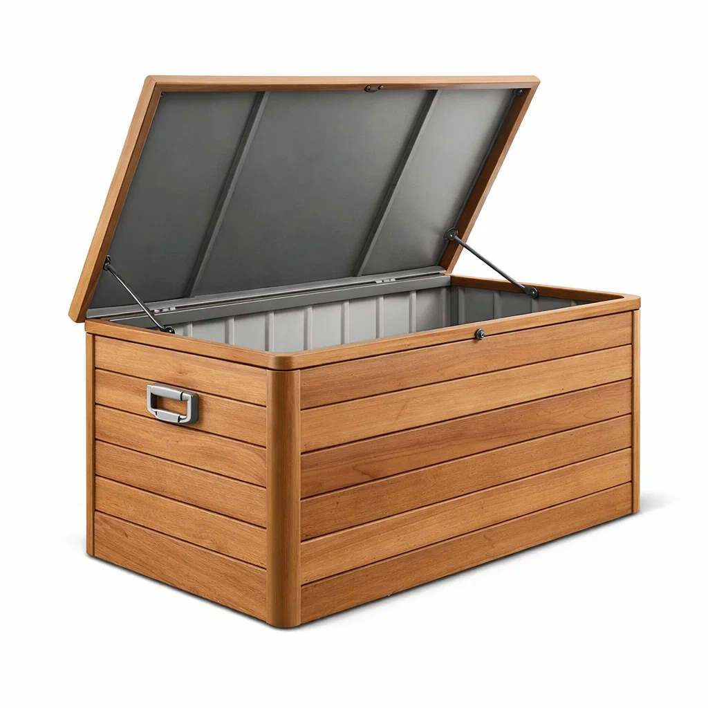 Contenitore da Esterno in Legno Composito e Metallo Grigio 120x60x58 cm-COMFORTABLENOOK