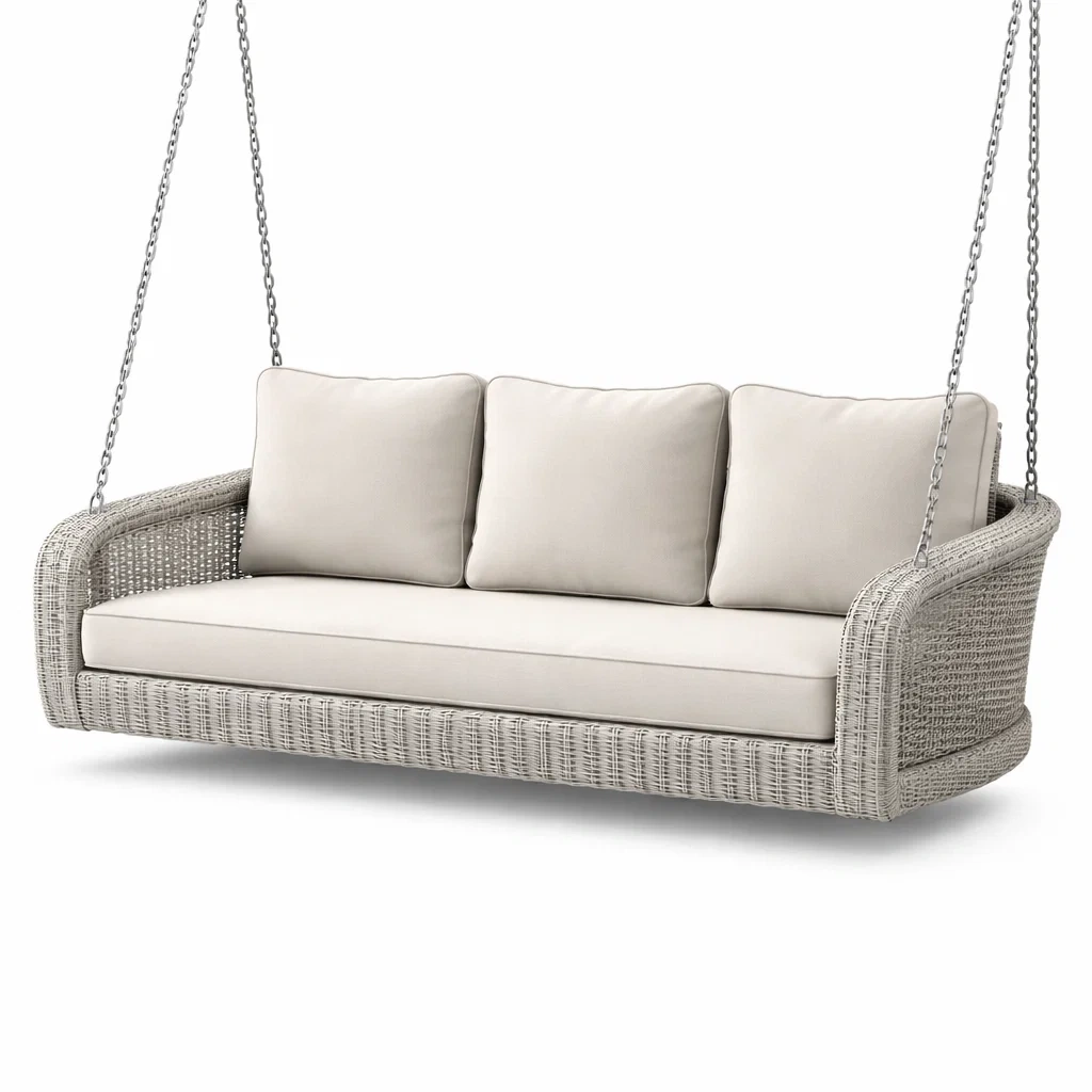 Dondolo da veranda in Rattan Sintetico con Cuscini-COMFORTABLENOOK