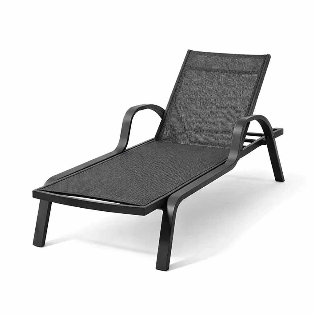 Lettino in Alluminio Nero e Textilene-COMFORTABLENOOK