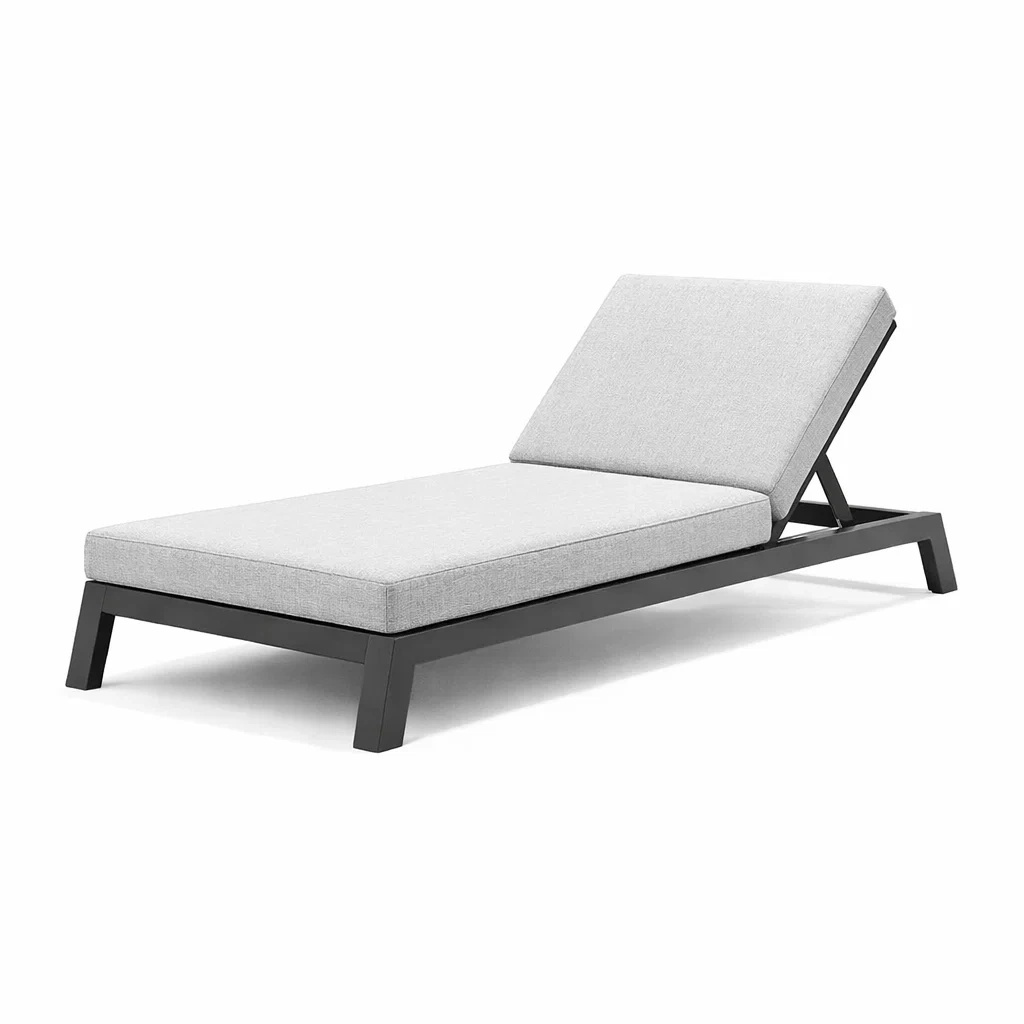 Lettino in Alluminio con Rivestimento in Tessuto Grigio-COMFORTABLENOOK