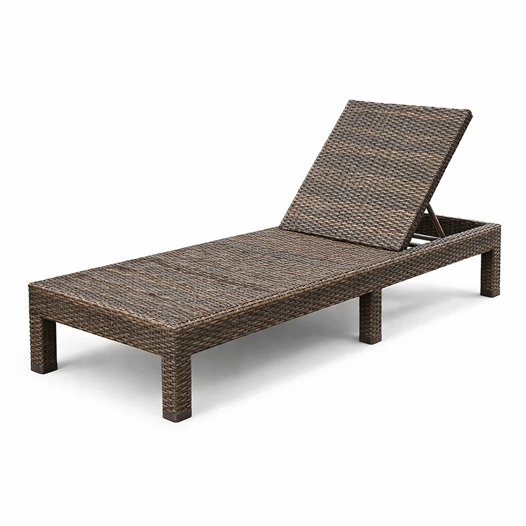 Lettino in Rattan Marrone con Schienale Regolabile-COMFORTABLENOOK