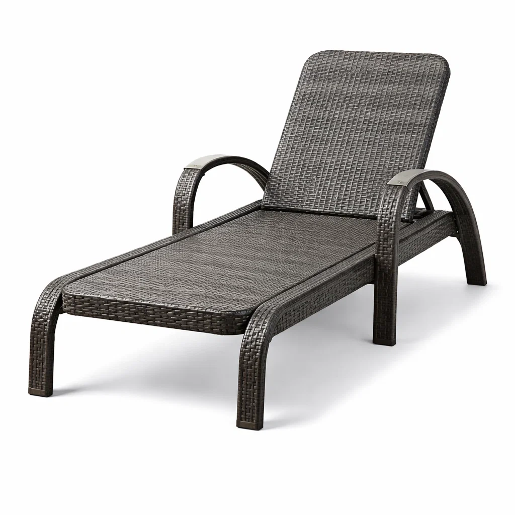 Lettino in Rattan Sintetico Nero con Struttura in Acciaio per Esterni-COMFORTABLENOOK