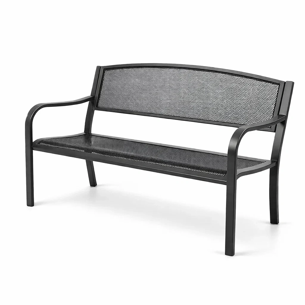 Panchina in Acciaio Nero 122x76x88 cm-COMFORTABLENOOK